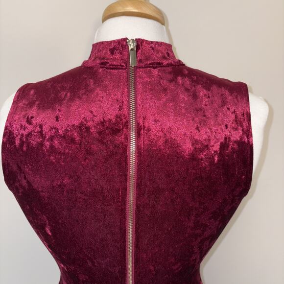 Charlotte Russe Crushed Velvet Bodycon Faux Wrap Choker Neck Gold Zip Mini Med - Picture 4 of 16